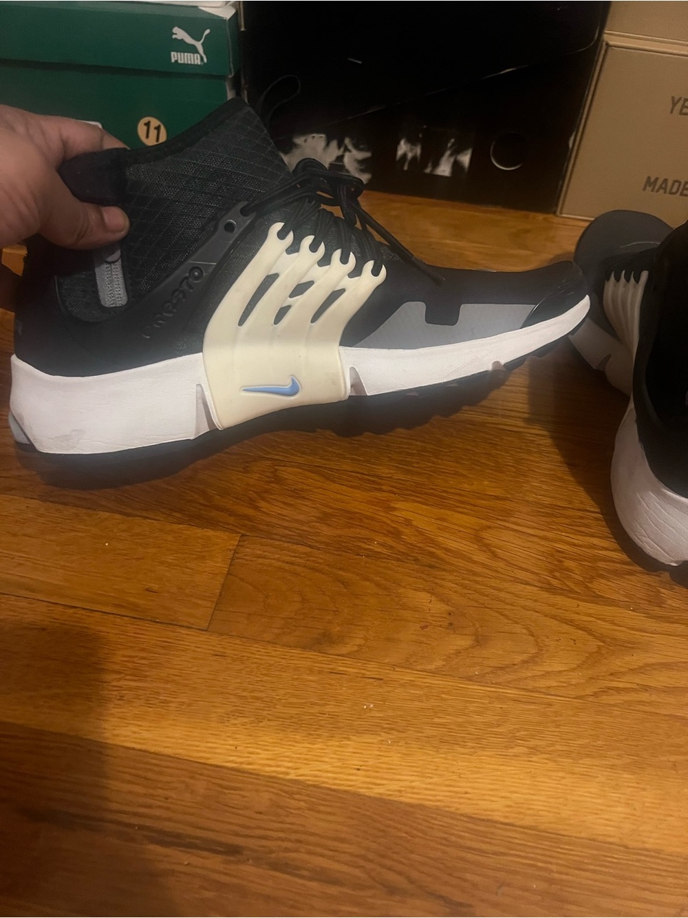 Nike Men’s Black, White and Cream Sock-Style Sneakers - Picture 6 of 9